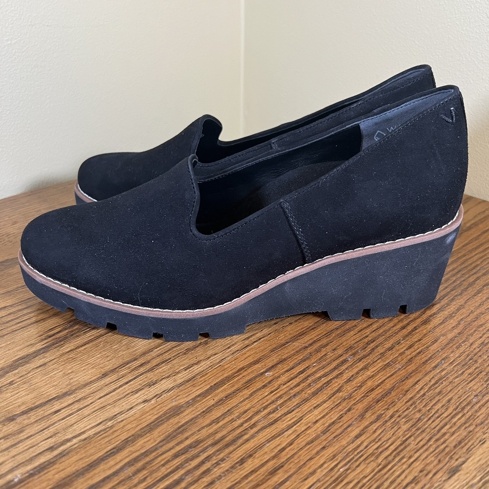 Vionic Women's Willa Wedge Loafers Water Repellent Slip On Shoes Size 8.5 Black